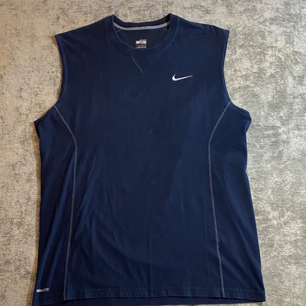 Nike Men's Navy Blue Tank Top size L {371}